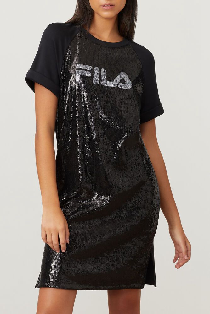 Fila Dress Milano Sequin Womens Black - India VYU-834027